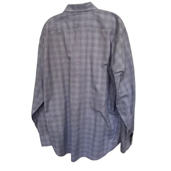 Thomas Dean Shirt Button Down Long Sleeve Purple Geometric Check Trim Cotton XL - Picture 3 of 6